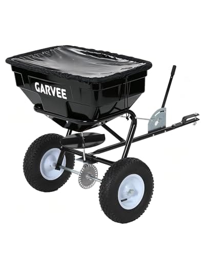 Tow Behind Broadcast Spreader, 130LBS Capacity, Universal Hooks Tow/Push Garden Spreader Fit for UTV, ATV & Most Tractors, 30 Adjustable Settings, 9.8 ft Spreading Width, Lawn Spreader for Seed, Ferti