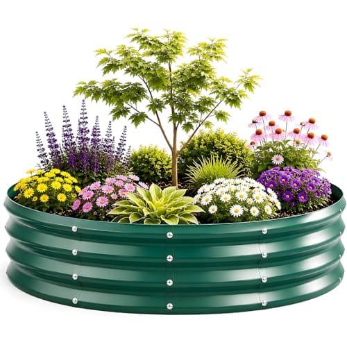 XGMDD 6FT Round Raised Garden Bed, Heavy Duty Galvanized Metal Planter Box for Vegetables, Flowers & Herbs, Rust-Resistant Outdoor Gardening Bed with Modern Green Finish & Easy DIY Assembly