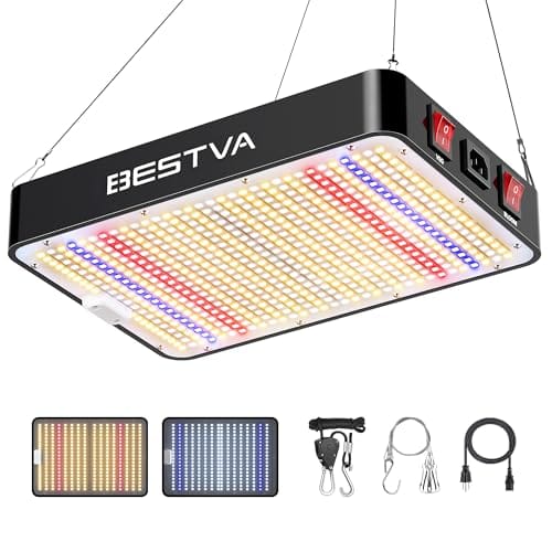 BESTVA DC1000 LED Grow Light, Full Spectrum Grow Lights for Indoor Plants with Veg & Bloom Switches, Quiet Cooling Fan, for Seedling Veg Bloom All Growth Stages