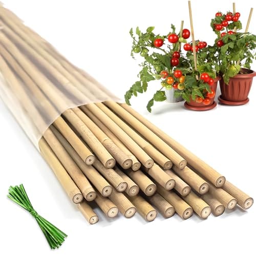 Plant Stakes,20Pcs Bamboo Stakes,18 Inches Natural Bamboo Plant Support Stakes,Bamboo Stakes for Indoor and Outdoor Plants Tomatoes Beans Flowers Potted Plants Climbing Support