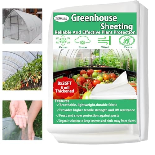 8FTx26FT Greenhouse Plastic Sheeting, 6 Mil Thick Clear Polyethylene Film, Waterproof Wind Frost Dust UV Resistant Green House Plastic Covering for Outdoor Plant, Garden, (8ft x 26ft)