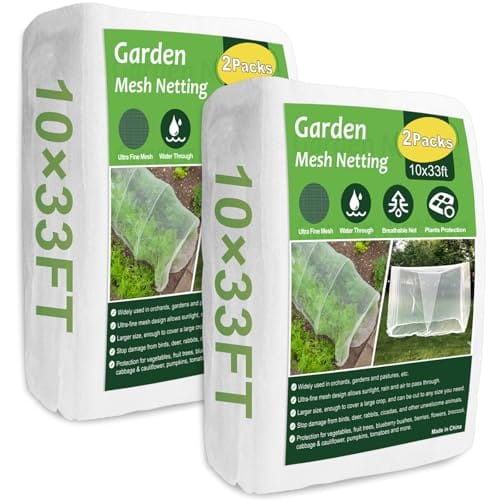 NONMON Garden Netting, 2 Pack 10x33Ft Ultra Fine Mesh Insect Netting Pest Barrier Protection Plant Row Cover Mosquito Netting for Vegetable Fruits Blueberry Bushes Flowers Crops Raised Bed