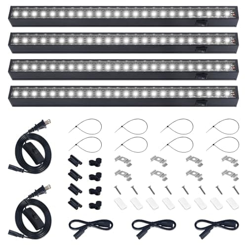 Barrina T5 Grow Lights for Indoor Plants, Full Spectrum Grow Light, 1ft LED Plant Light, Black Cover LED Grow Light Strips, 3 Mounting Modes, Magnetic Installation, Plug and Play, 5000K, 4 Packs