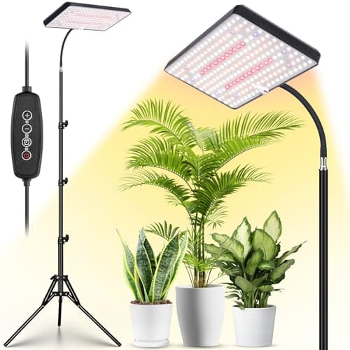 LBW Grow Lights for Indoor Plants Full Spectrum with Stand,214 LEDs Standing Plant Lights for Indoor Growing,Floor Grow Plant Lamp with 4/8/12H Timer,6 Brightness Levels,75