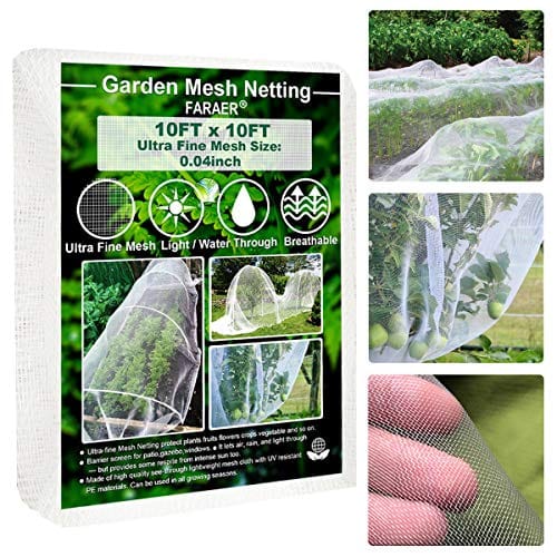 Garden Barrier Netting, Plant Covers 10x10Ft Ultra Fine Mesh Netting Protect for Vegetable Plants Fruits Flowers Crops Greenhouse Row Covers Raised Bed Barrier Screen Birds Protection Net (10x10ft)