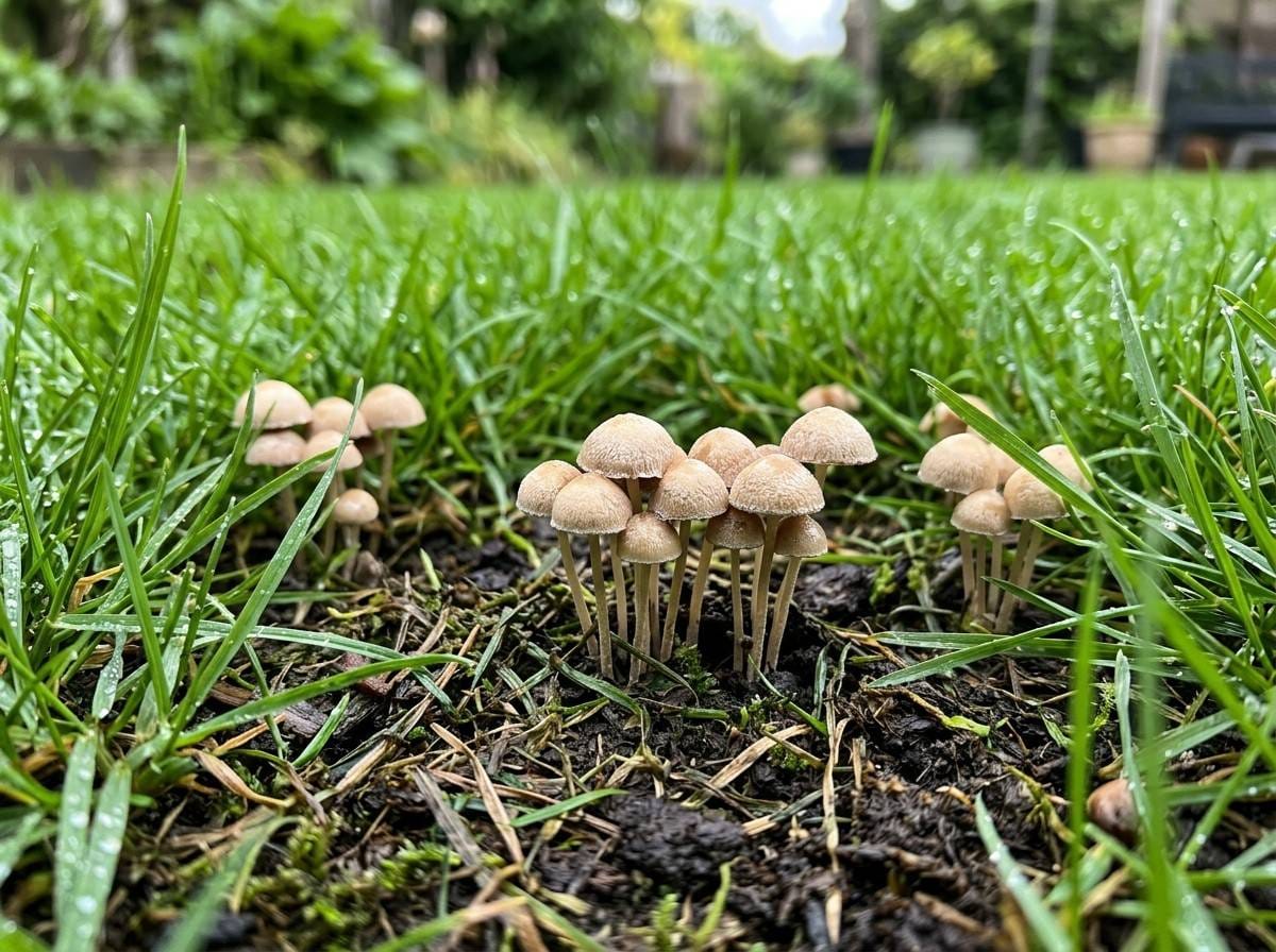 Best Mushroom Killer for Lawns showing lawn care treatment being applied to help control unwanted mushroom growth.
