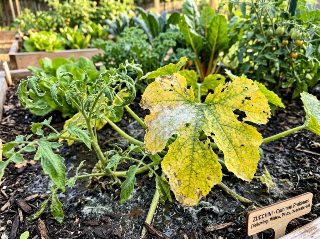 Common Vegetable Garden Problems And Solutions illustrating healthy and damaged vegetable plants side by side for comparison.