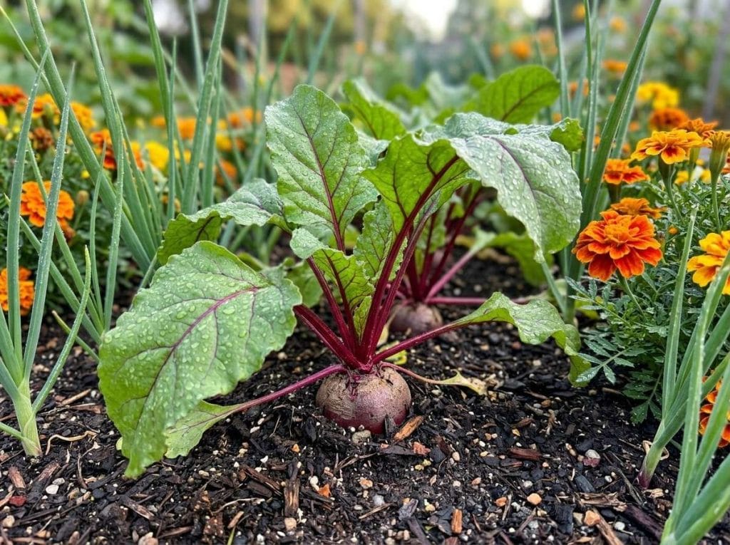 Companion Plants for Beets illustrating the best companion plants for healthy beet growth and natural pest control.