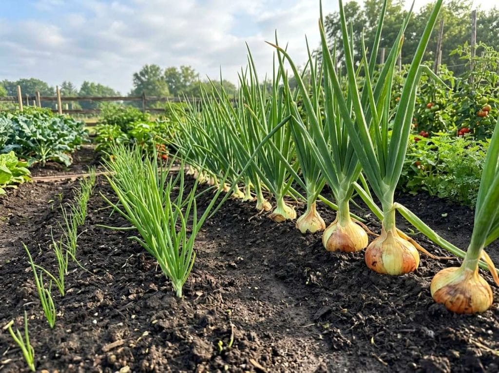 Growing Onions from Seed by sowing onion seeds in fertile, well-drained soil with proper spacing.