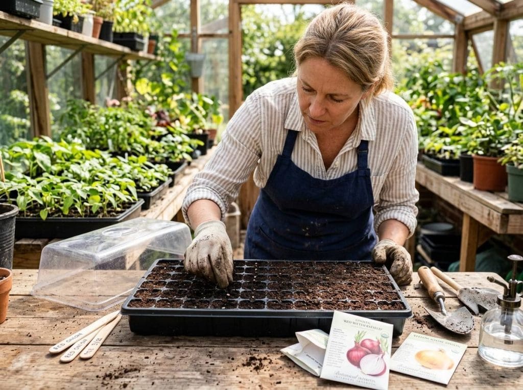 Growing Onions from Seed using step-by-step growing methods for successful germination and healthy bulb development.