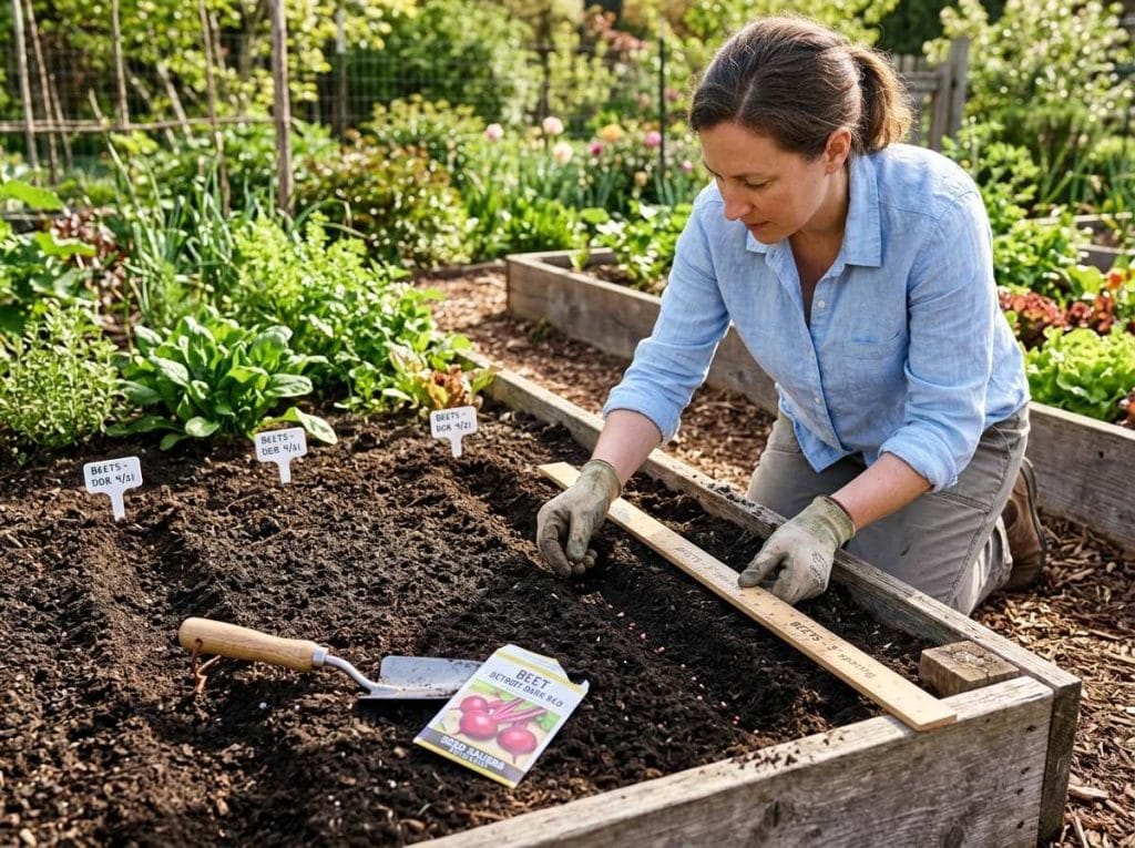 How Far Apart to Plant Beets in fertile, well-drained soil with neatly arranged garden rows.