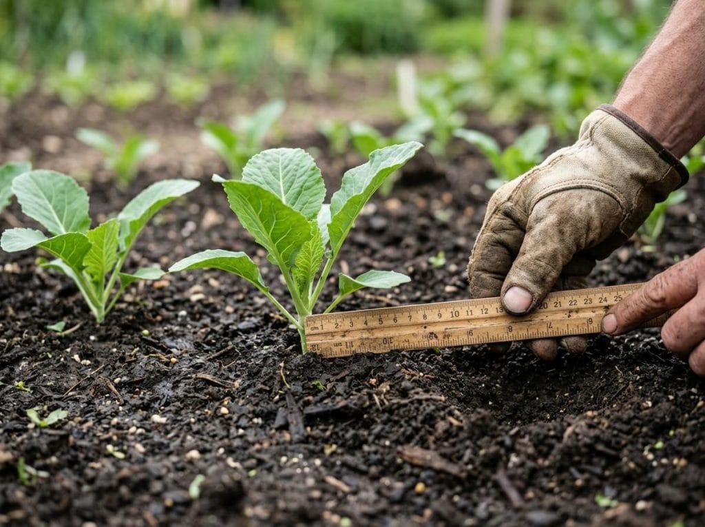 How Far Apart to Plant Cauliflower in fertile, well-drained soil with neatly arranged rows of young plants.