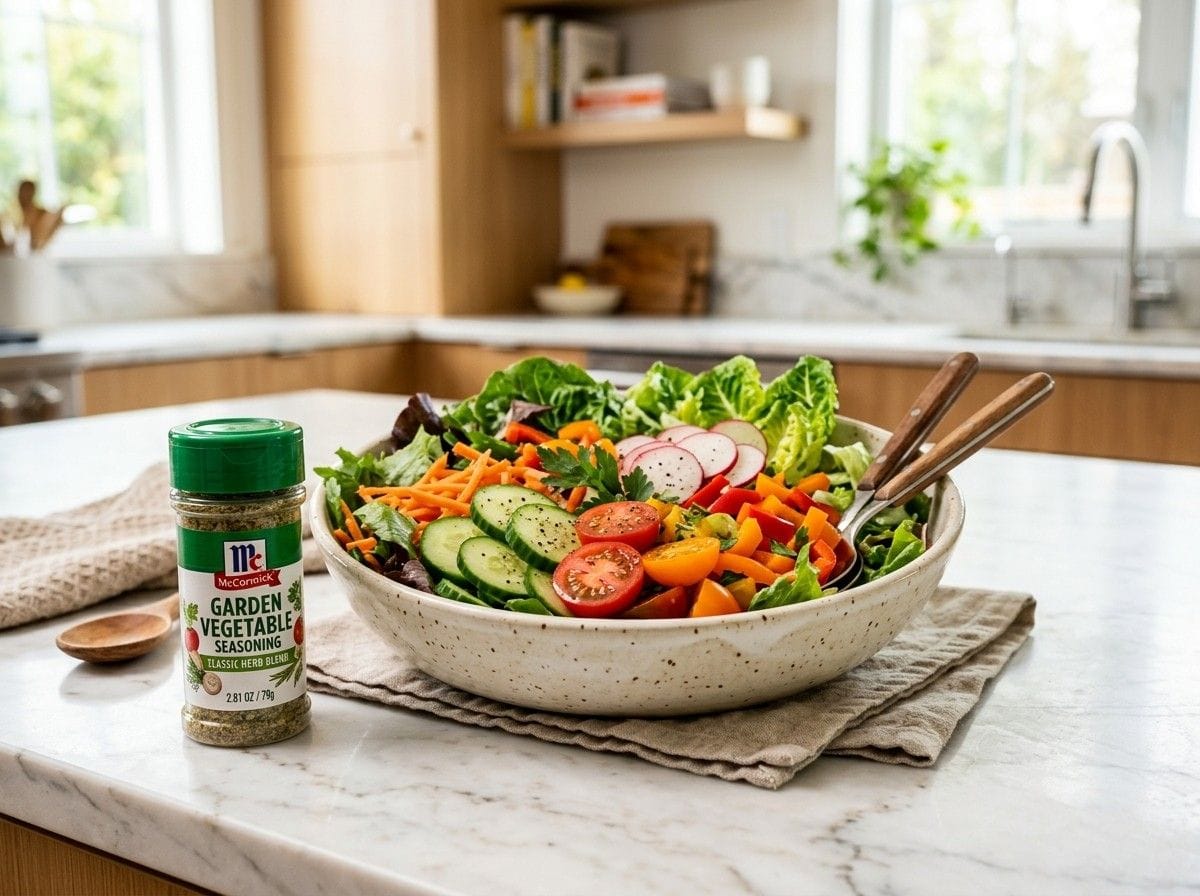 McCormick Garden Vegetable Seasoning sprinkled over roasted vegetables for a flavorful homemade side dish.