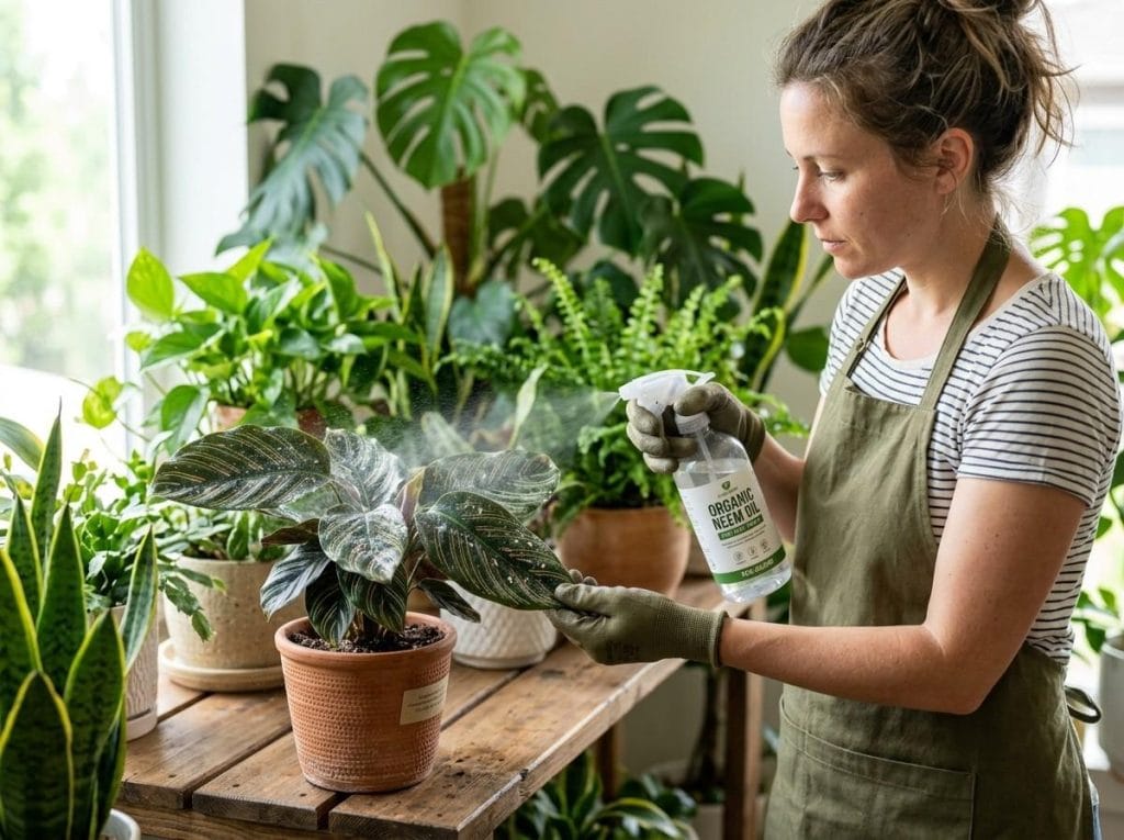 Spider Mites on Pot Plants with healthy potted plants recovering after effective spider mite control and proper care.
