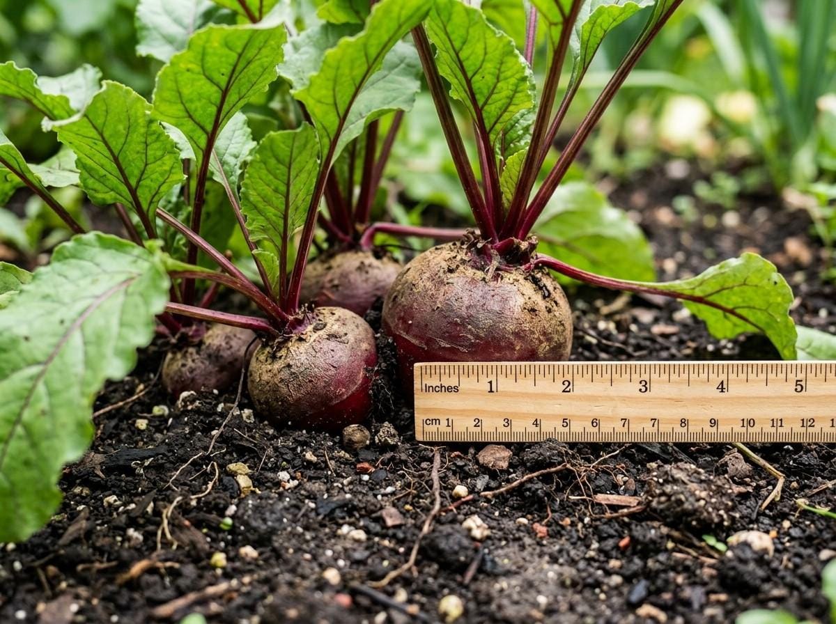 When Are Beets Ready to Harvest with healthy beet greens and developing roots growing in fertile garden soil.