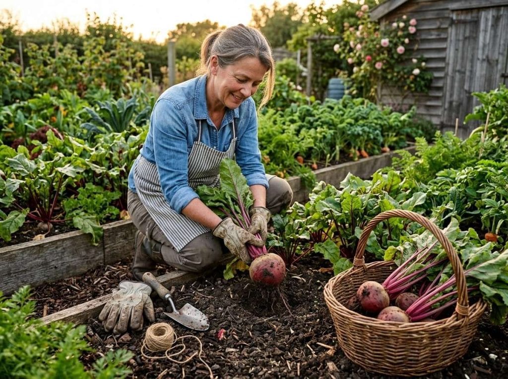 When to Harvest Red Beets by gently pulling mature beets from the soil when they reach the desired size.