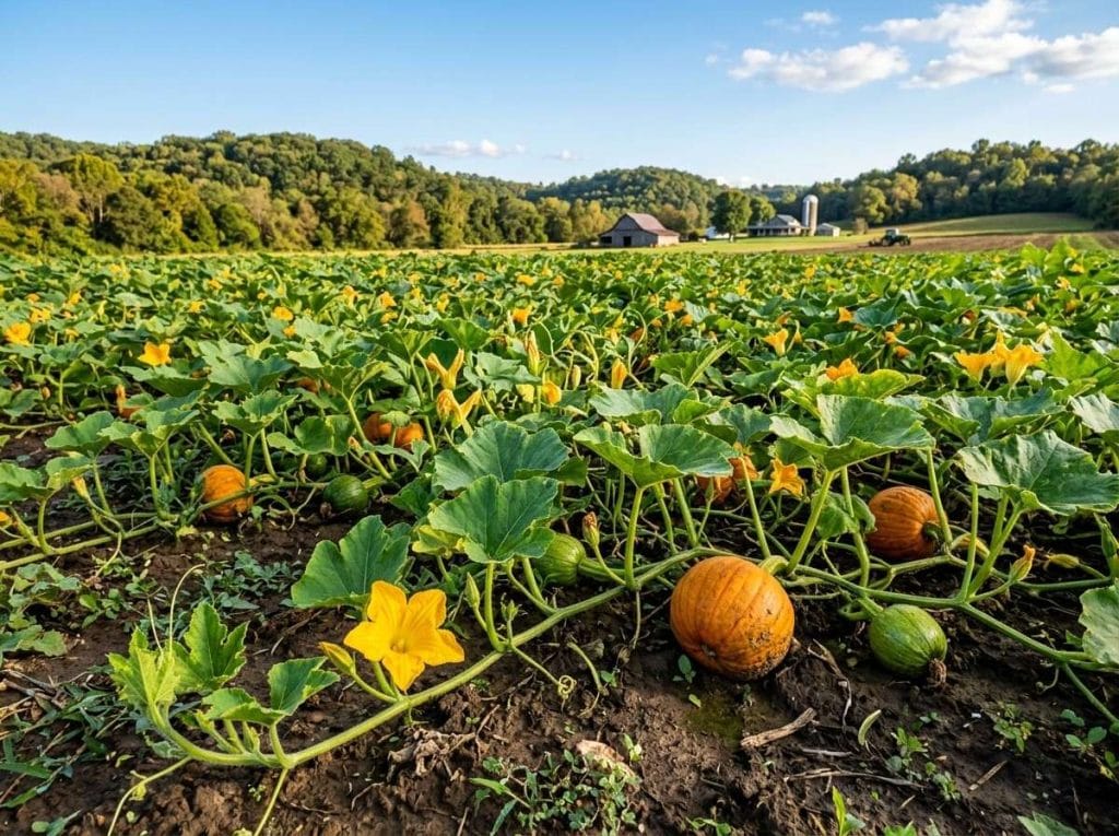 When to Plant Pumpkins in Arkansas showing pumpkin seeds being planted in warm, fertile garden soil.