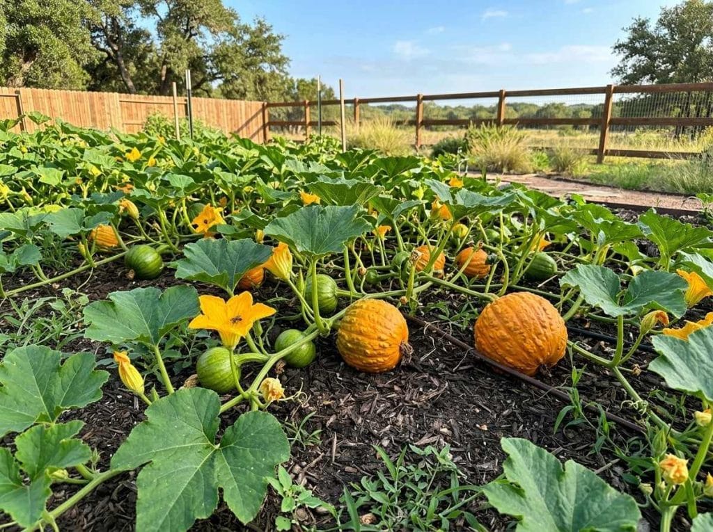 When to Plant Pumpkins in Texas showing pumpkin seeds being planted in warm, fertile garden soil.